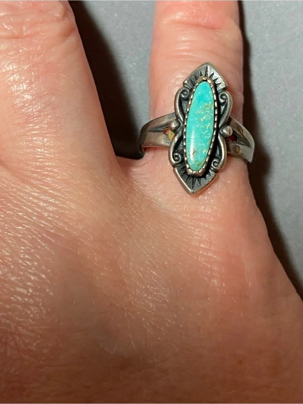 Vintage sterling silver blue turquoise ring size 5